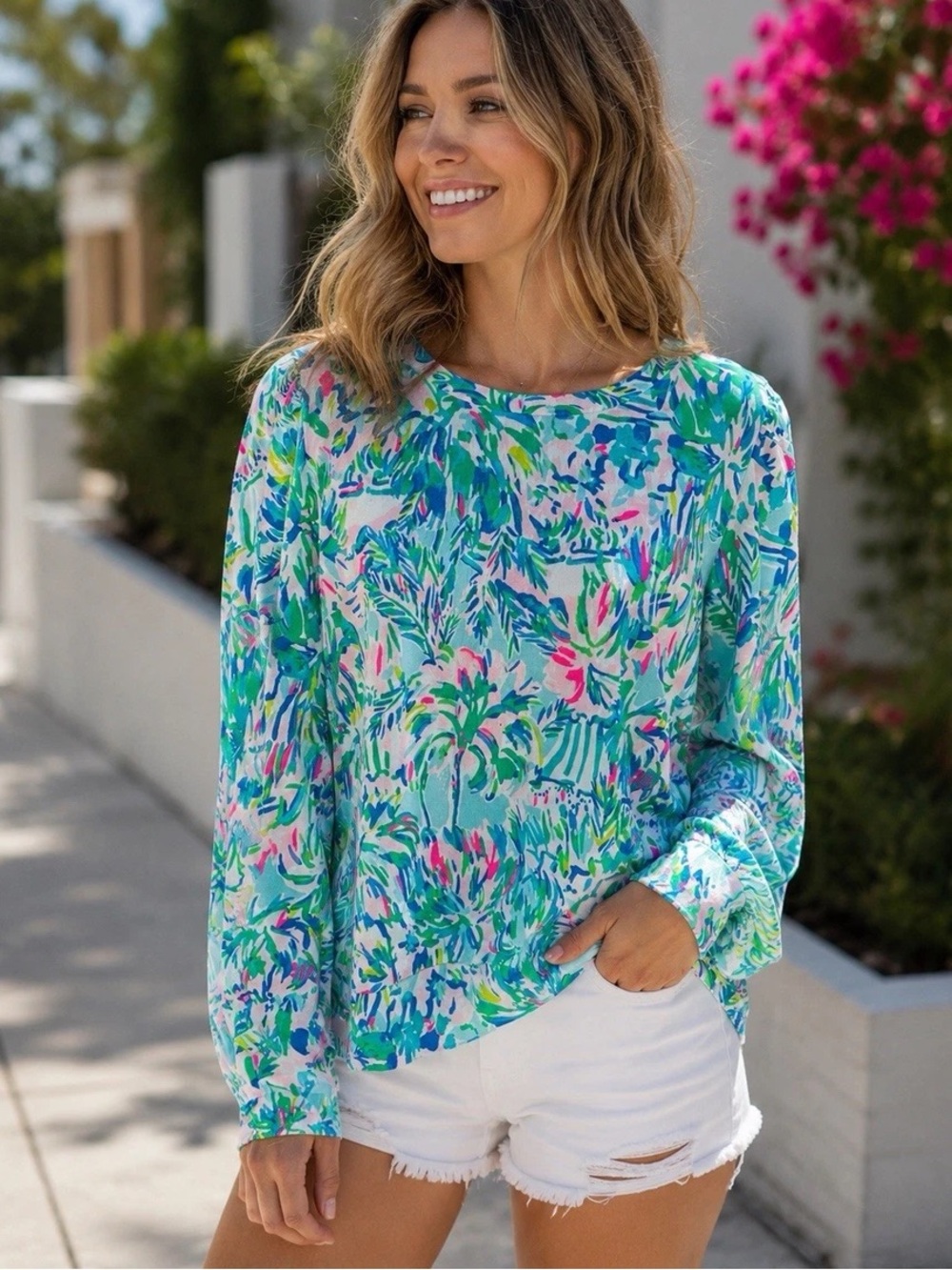 Lilly Pulitzer Jansen Sweatshirt Ibiza Cabana Sz S